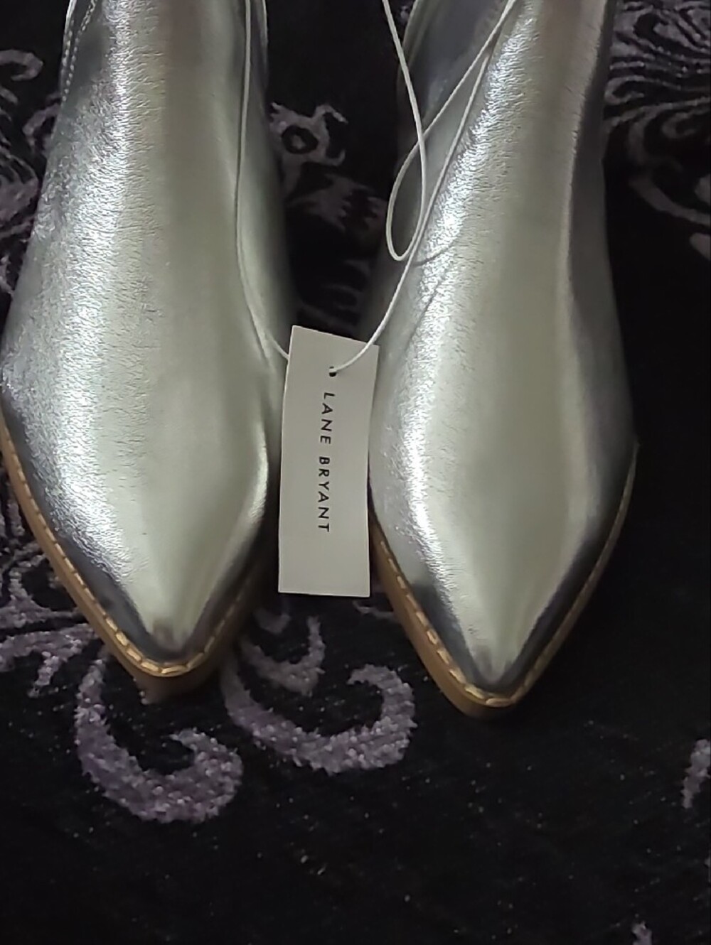 Lane Bryant Metallic Silver Pointed Ankle Booties - Picture 2 of 12